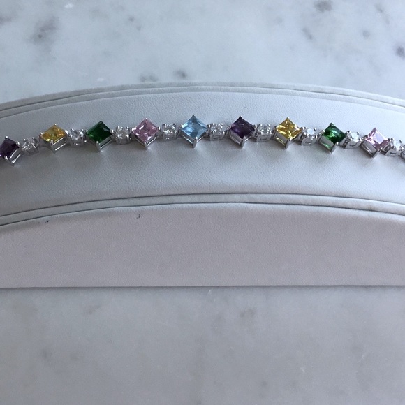 Sterling Silver 7” Multi Color CZ Bracelet - Picture 14 of 17